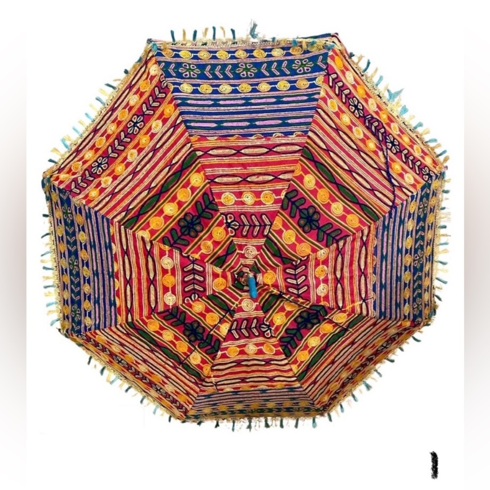 Traditional Indian Sun Umbrella Bright Colors Photo Prop Wedding Travel Parasol